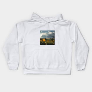 Yellow tulips and the mountain view Kids Hoodie